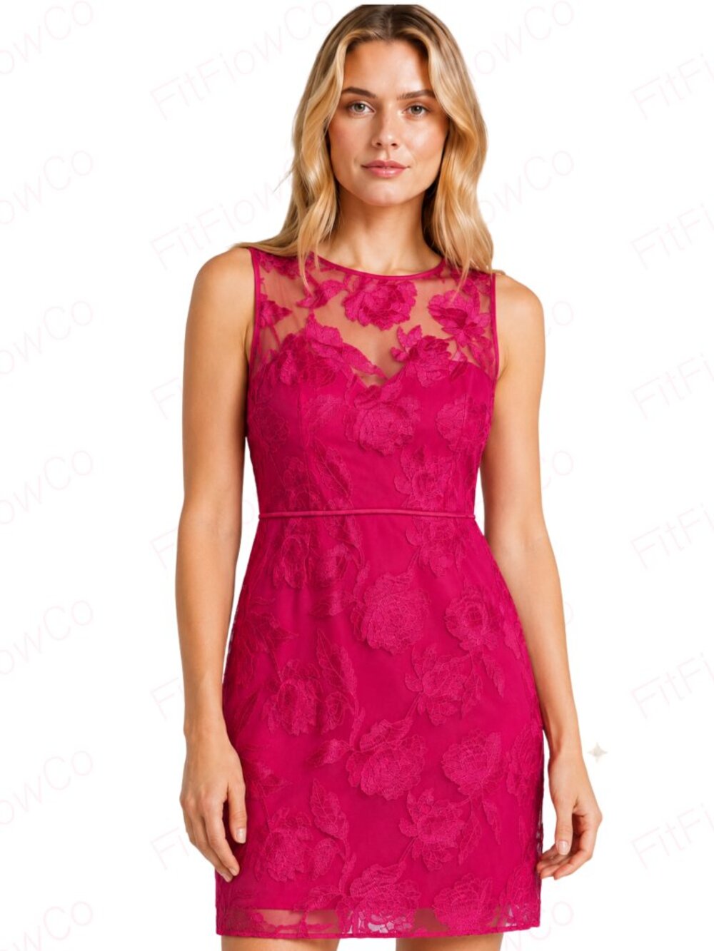 Sam Edelman Pretty Pink Floral Embroidered Sheath Dress Sleeveless Size 6 NWT